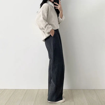 Pantalon Coupe Large Bouton Caché