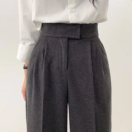 Pantalon Coupe Large Bouton Caché