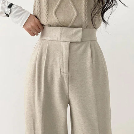 Pantalon Coupe Large Bouton Caché