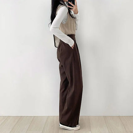 Pantalon Coupe Large Bouton Caché