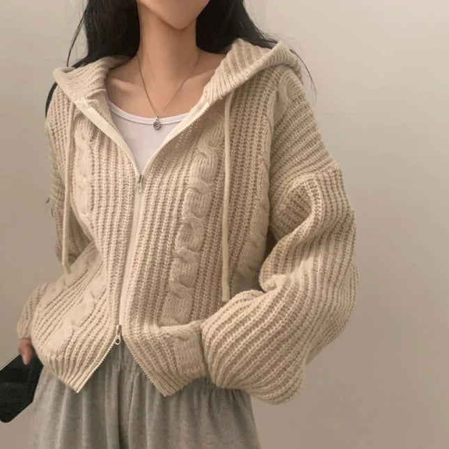Gilet en maille torsadée à zip double sens
