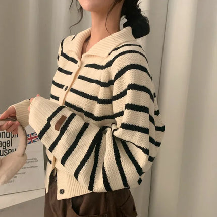 Cardigan marinière à col large