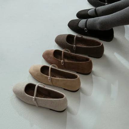 Ballerines Mary Jane doublées en fausse fourrure
