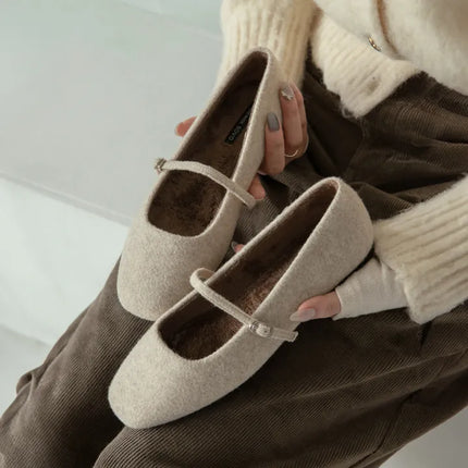 Ballerines Mary Jane doublées en fausse fourrure