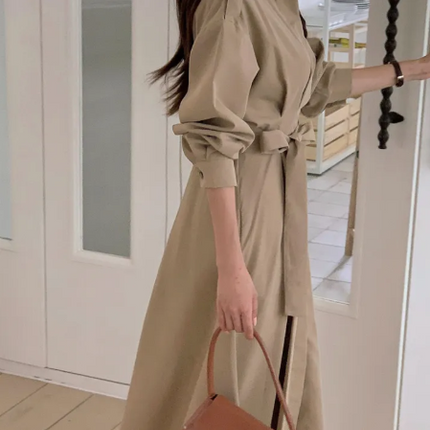 Robe longue à col chemise