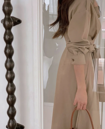 Robe longue à col chemise