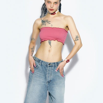 [Sélection K-Stars] KNEE LENGTH WIDE DENIM PANTS BLUE - Winter (aespa)