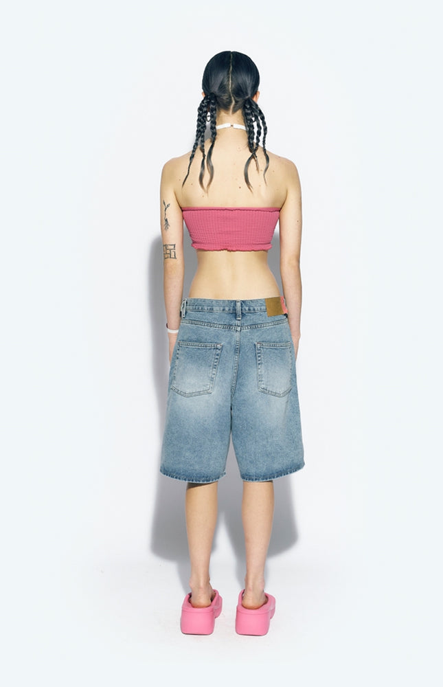 [Sélection K-Stars] KNEE LENGTH WIDE DENIM PANTS BLUE - Winter (aespa)