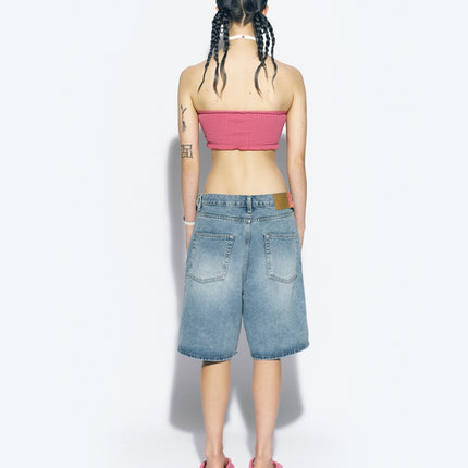 [Sélection K-Stars] KNEE LENGTH WIDE DENIM PANTS BLUE - Winter (aespa)