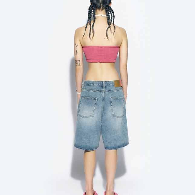 [Sélection K-Stars] KNEE LENGTH WIDE DENIM PANTS BLUE - Winter (aespa)